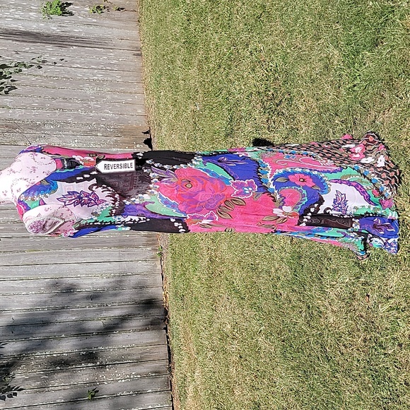 Ash & Sara | Reversible Floral and Paisley Print Flowy Chiffon Dress - Picture 8 of 11